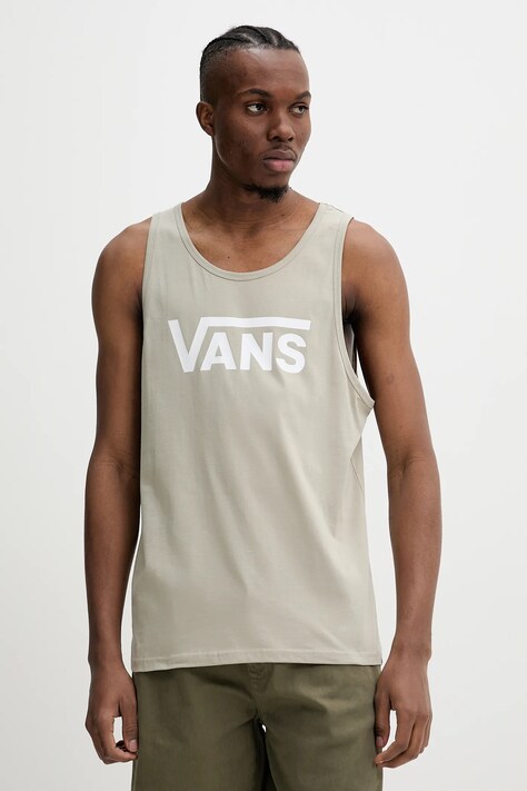 Vans tricou din bumbac culoarea bej, VN000Y8VZUJ1