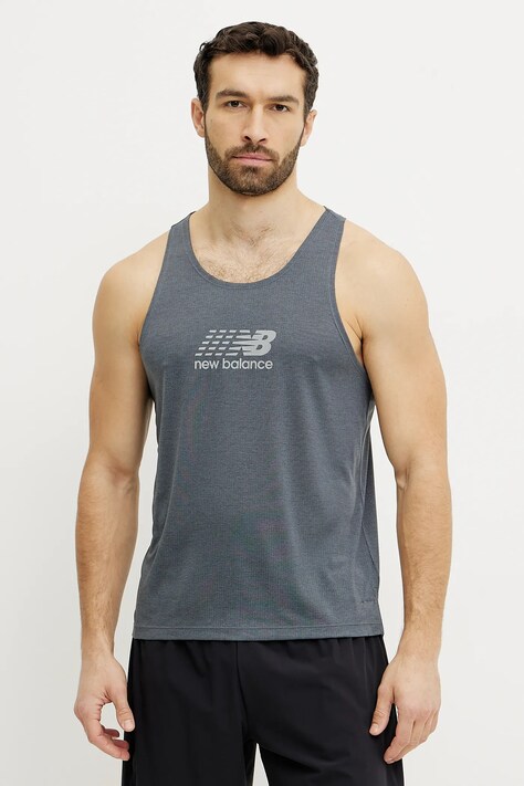 New Balance tricou de alergare Reflective Graphic culoarea gri, MT51200GT