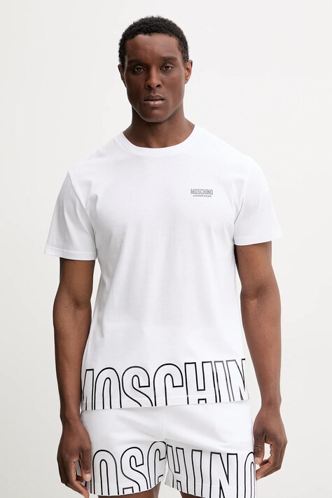Moschino Underwear pamut póló fehér, férfi, nyomott mintás, 0712.4303