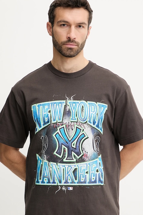 Бавовняна футболка 47 brand MLB New York Yankees — SS25-TSM215, сірий — фото 4