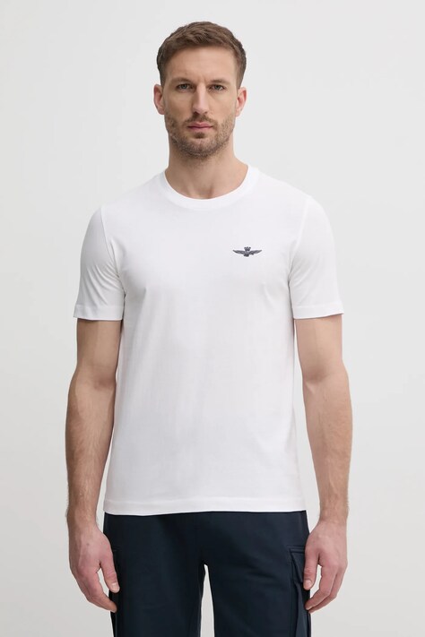 Aeronautica Militare t-shirt bawełniany męski kolor biały melanżowy TS2376J592