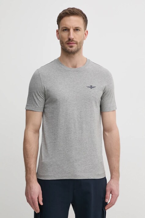 Aeronautica Militare tricou din bumbac bărbați, culoarea gri, melanj, TS2376J592