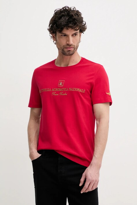 Aeronautica Militare tricou din bumbac barbati, culoarea rosu, cu imprimeu, TS2410J592