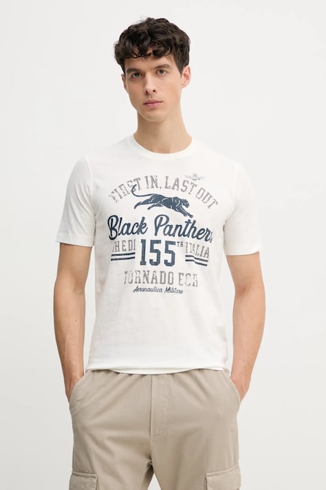 Bavlněné tričko Aeronautica Militare bílá barva, s potiskem, TS2413J686
