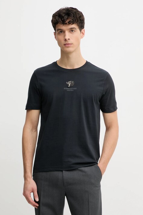 Bavlněné tričko Aeronautica Militare tmavomodrá barva, s potiskem, TS2424J641