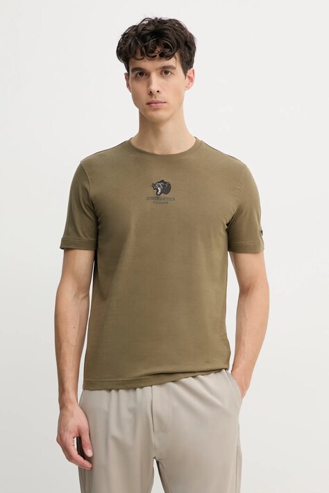 Aeronautica Militare tricou din bumbac barbati, culoarea verde, cu imprimeu, TS2424J641