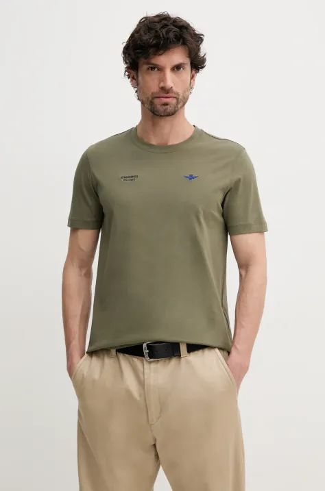 Aeronautica Militare t-shirt in cotone uomo colore verde con applicazione TS2429J634