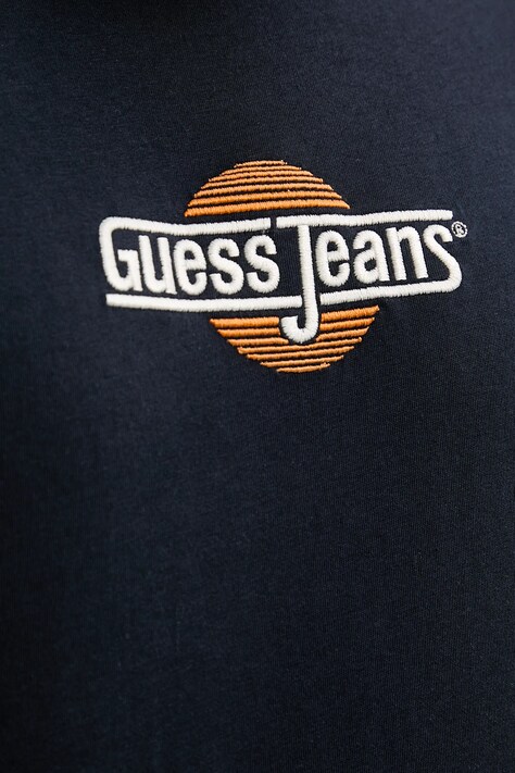 Бавовняна футболка Guess Jeans — SS25-TSM226, темно-синій — фото 4