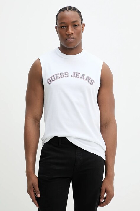 Guess Jeans tricou din bumbac culoarea alb, M5GP31 K8HM0