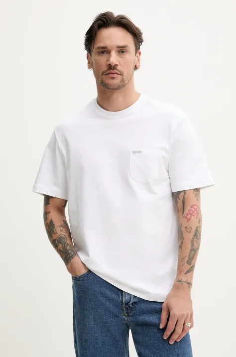 Guess Jeans t-shirt bawełniany męski kolor biały gładki M5RI74 K8FQ4