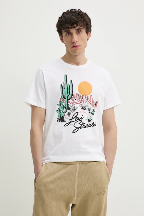 Levi's tricou din bumbac GRAPHIC CREWNECK TEE barbati, culoarea alb, cu imprimeu, 22491