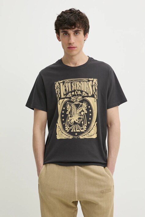 Levi's tricou din bumbac GRAPHIC CREWNECK TEE barbati, culoarea gri, cu imprimeu, 22491