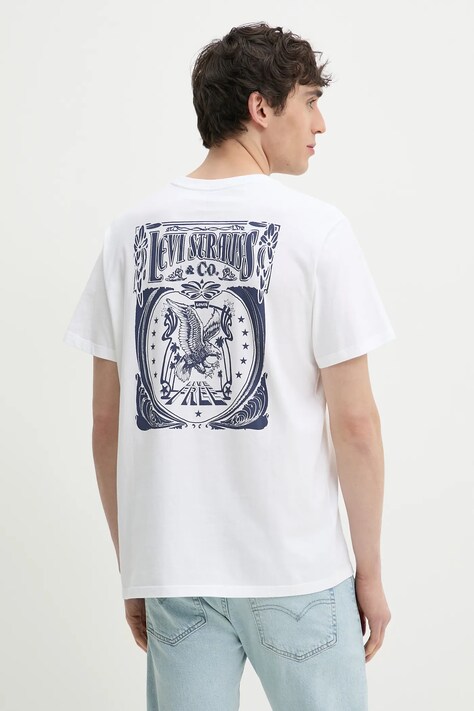 Levi's tricou din bumbac GRAPHIC CREWNECK TEE barbati, culoarea alb, cu imprimeu, 22491
