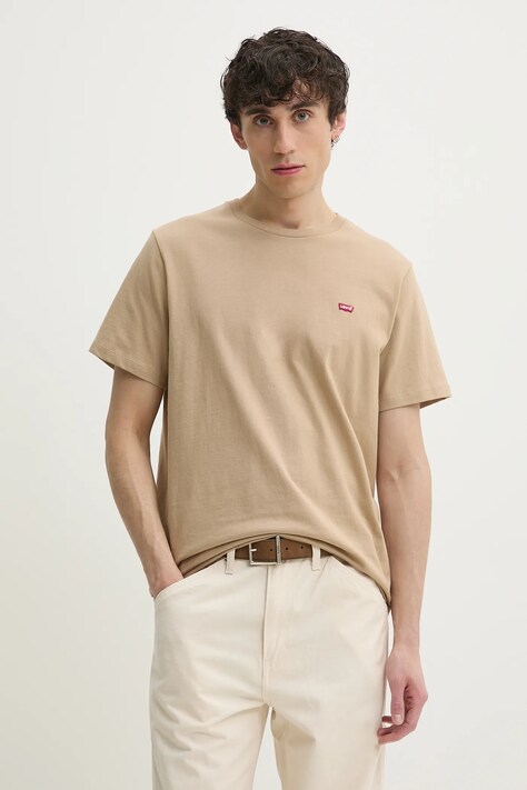 Levi's tricou din bumbac SS ORIGINAL HM TEE barbati, culoarea bej, neted, 56605