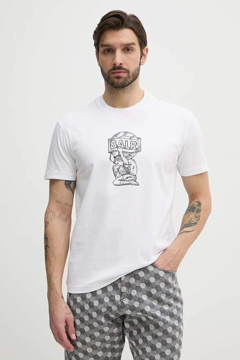 BALR. tricou din bumbac barbati, culoarea alb, cu imprimeu, B1112.1292