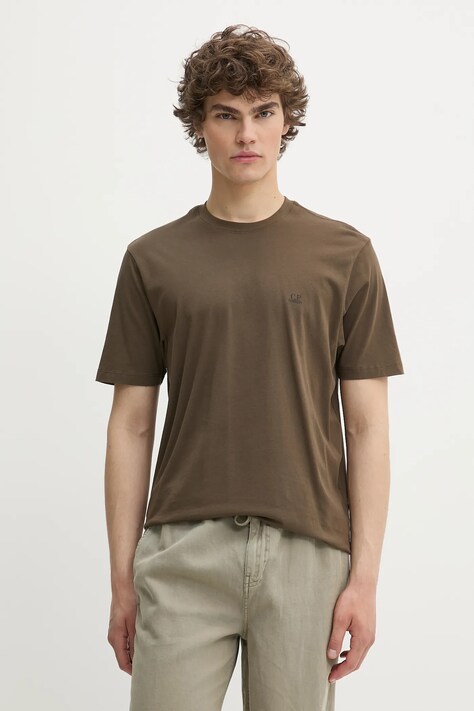 C.P. Company tricou din bumbac bărbați, culoarea verde, cu imprimeu, 18CMTS030A005100W