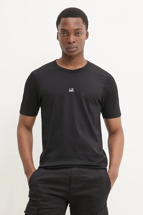 C.P. Company tricou din bumbac barbati, culoarea negru, cu imprimeu, 18CMTS088A006374G