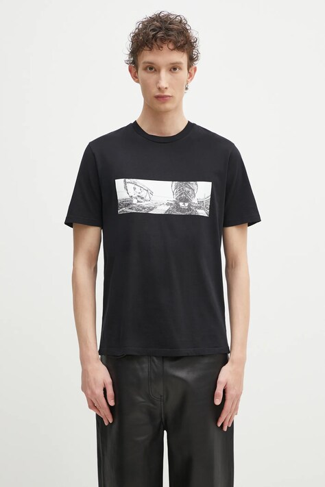 C.P. Company tricou din bumbac barbati, culoarea negru, cu imprimeu, 18CMTS319A005431G
