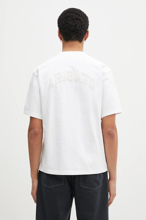 Pamučna majica Axel Arigato Motto T-Shirt za muškarce, boja: bijela, bez uzorka, A3023001