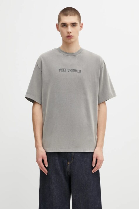 Axel Arigato tricou din bumbac Washed T-Shirt barbati, culoarea gri, cu imprimeu, A3118002