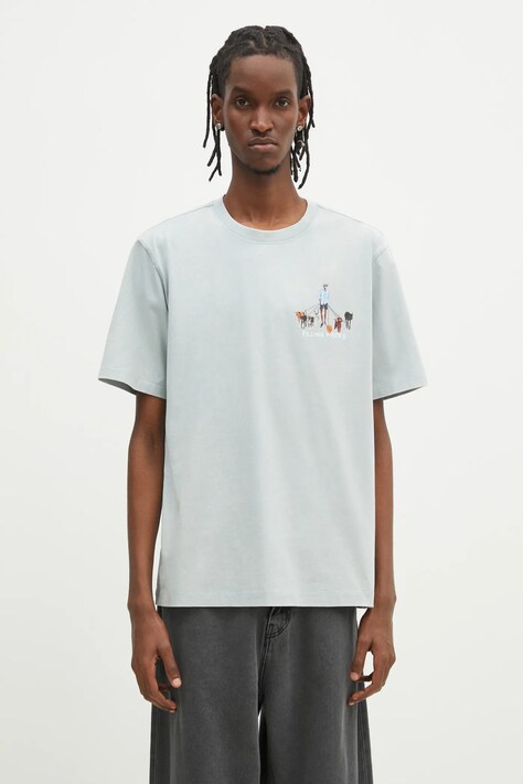 Filling Pieces t-shirt bawełniany Dog Walker męski kolor niebieski z nadrukiem 74499819980