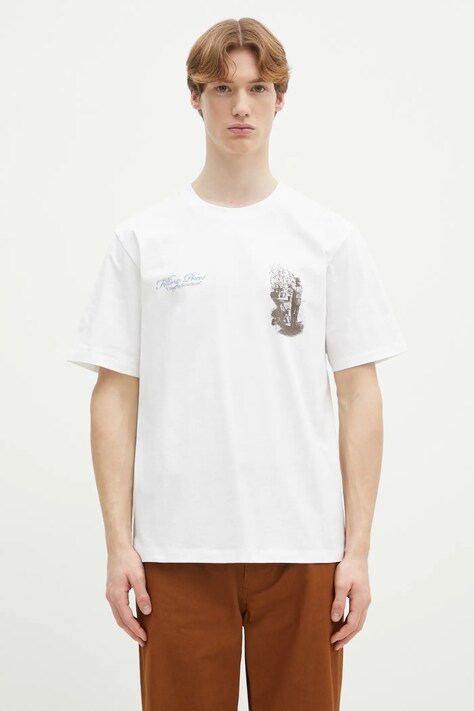 Filling Pieces tricou din bumbac Gardener bărbați, culoarea alb, cu imprimeu, 74499851901
