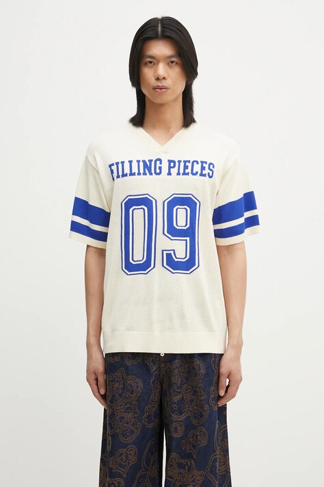 Тениска Filling Pieces Knit Jersey American Football в бежово с принт 91099059936