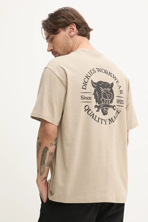 Dickies pamut póló zöld, férfi, nyomott mintás, DK0A4ZAR0DS1