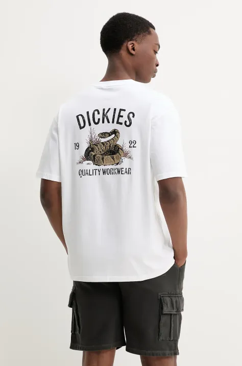 Bavlnené tričko Dickies pánske, biela farba, s potlačou, DK0A4Z990WH1