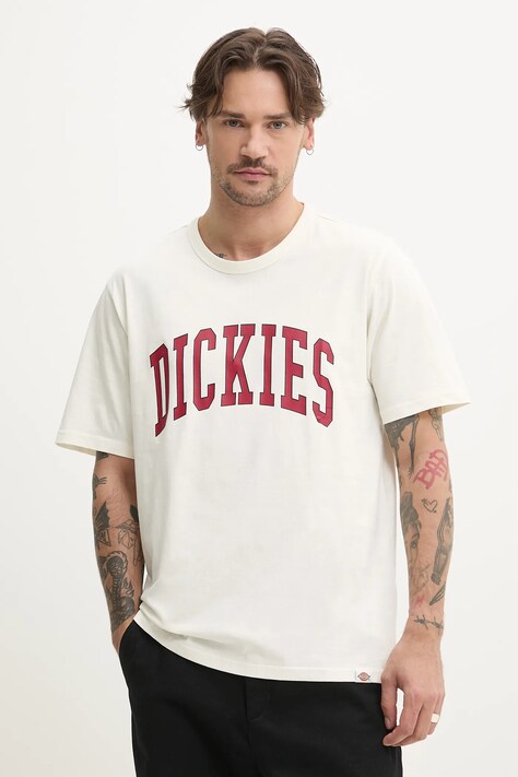 Βαμβακερό μπλουζάκι Dickies ανδρικό, χρώμα: μπεζ, DK0A4X9FC481