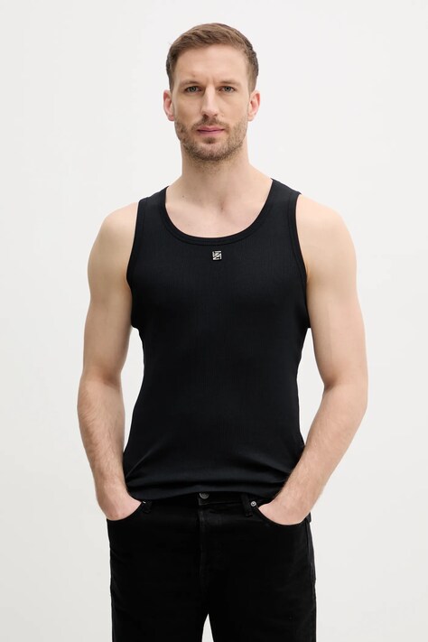 Karl Lagerfeld top din bumbac KL STUDIO culoarea negru, 552206.755004