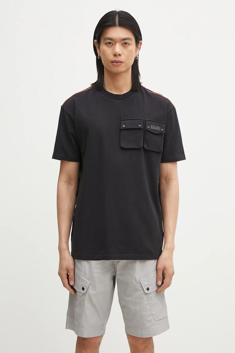 Napapijri cotton t-shirt S-Rivalto men’s black color with a print NP0A4IEL9411
