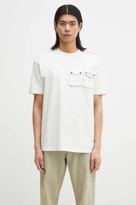 Napapijri tricou din bumbac S-Rivalto bărbați, culoarea alb, cu imprimeu, NP0A4IELN1A1