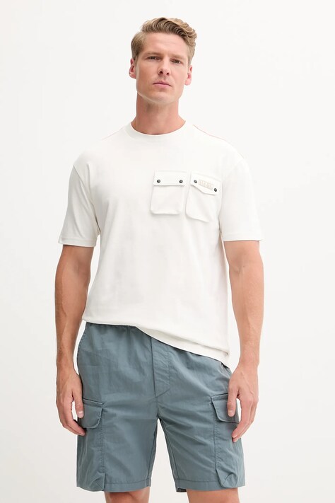 Хлопковая футболка Napapijri S-Rivalto мужская цвет белый с принтом NP0A4IELN1A1