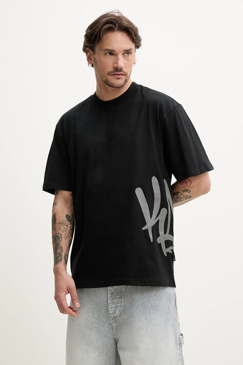 Karl Kani tricou din bumbac bărbați, culoarea negru, cu imprimeu, 60300331