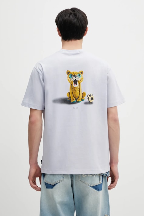 Puma t-shirt bawełniany GRAPHICS The Puma Cat Tee męski kolor niebieski z nadrukiem 629411