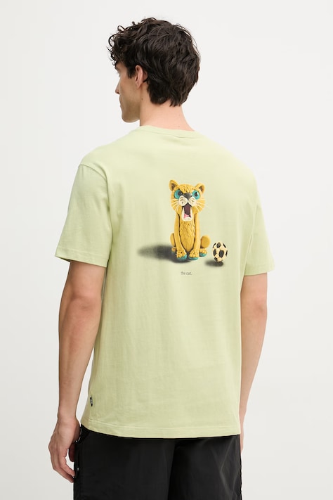 Puma pamut póló GRAPHICS The Puma Cat Tee zöld, nyomott mintás, 629411