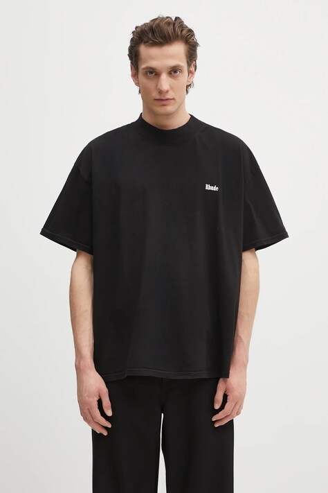 Bavlněné tričko RHUDE Classique pánské, černá barva, RHPS25TT16012