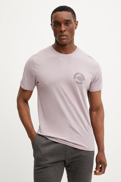 Rip Curl tricou din bumbac DESTI ANIMALS bărbați, culoarea roz, cu imprimeu, 0OHMTE