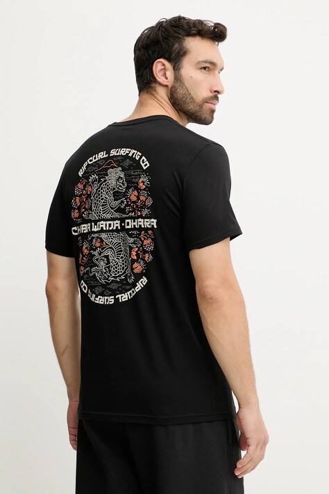 Rip Curl tricou din bumbac DESTI ANIMALS culoarea turcoaz, cu imprimeu, 0OHMTE