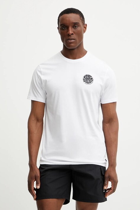 Rip Curl t-shirt bawełniany WETTIE ICON męski kolor biały z nadrukiem 0QAMTE