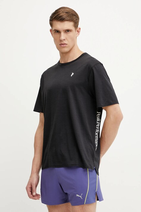 Peak Performance tricou sport Trail culoarea negru, cu imprimeu, G79467