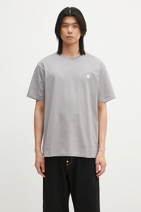 Бавовняна футболка Carhartt WIP S/S Madison T-Shirt чоловіча колір сірий однотонна I033000.2QEXX