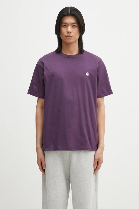 Carhartt WIP tricou din bumbac S/S Madison T-Shirt bărbați, culoarea violet, uni, I033000.2RPXX