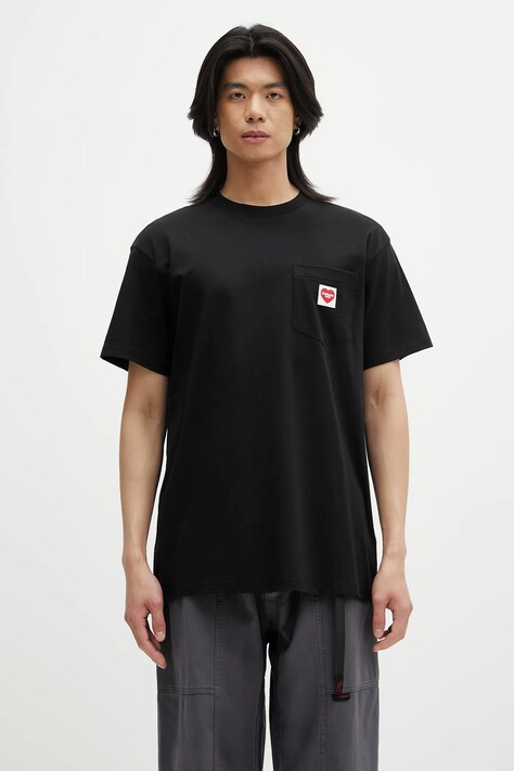 Carhartt WIP cotton t-shirt S/S Pocket Heart T-Shirt black color with an application I032128.1V2XX