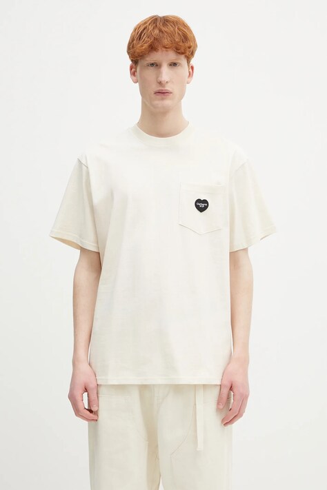Бавовняна футболка Carhartt WIP S/S Ingo Pocket T-Shirt колір бежевий з аплікацією I034486.32MXX
