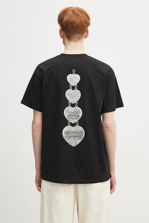Бавовняна футболка Carhartt WIP S/S Hartt Chain T-Shirt колір чорний з принтом I034663.89XX