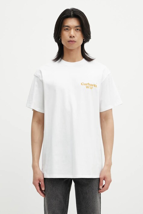 Хлопковая футболка Carhartt WIP S/S Hartt Chain T-Shirt цвет белый с принтом I034663.02XX