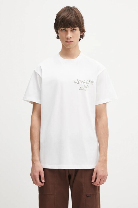 Carhartt WIP tricou din bumbac S/S Sunflower T-Shirt culoarea alb, cu imprimeu, I034661.02XX