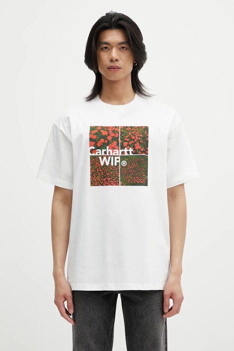 Carhartt WIP t-shirt S/S Valley T-Shirt męski kolor biały z nadrukiem I034657.02XX